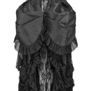 Top Drawer Steel Boned Black Lace Victorian Bustle Underbust Corset Dress