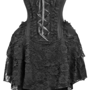 Top Drawer Steel Boned Strapless Black Lace Victorian Corset Dress