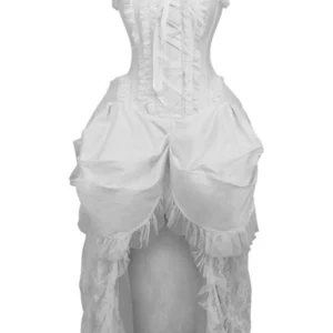 Top Drawer Steel Boned Black Lace Victorian Bustle Corset Dress - Power Play Studio, LLC