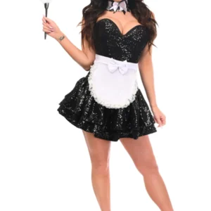 Top Drawer 5 PC Sequin French Maid Corset Costume