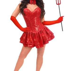 Top Drawer 5 PC Sequin Devil Corset Costume - Power Play Studio, LLC