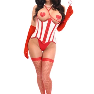 Top Drawer 4 PC Vinyl Nurse Corset Costume