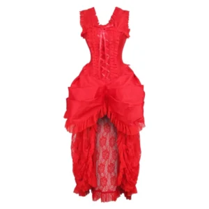Top Drawer Steel Boned Black Lace Victorian Bustle Corset Dress