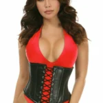 Top Drawer Faux Leather Steel Boned Under Bust Corset