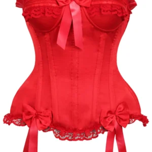 Top Drawer Red Satin Steel Boned Burlesque Corset - Power Play Studio, LLC