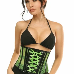 Top Drawer Patent & Fishnet Underbust Corset