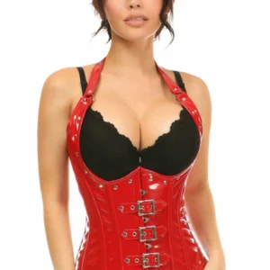 Top Drawer Steel Boned Patent PVC Vinyl Underbust Corset Top - Power Play Studio, LLC