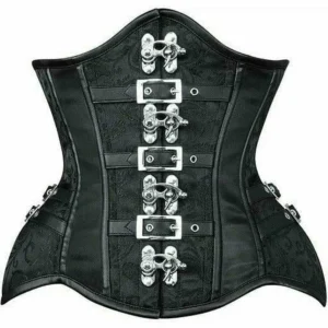 Top Drawer Brocade Steel Boned Underbust Corset with Buckles - Power Play Studio, LLC