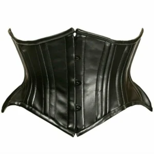 Top Drawer Faux Leather Double Steel Boned Curvy Cut Waist Cincher