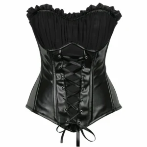 Top Drawer Faux Leather Lace-Up Steel Boned Corset