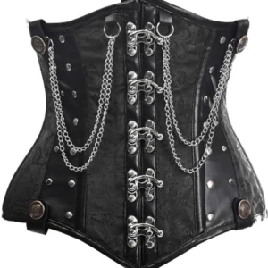 Top Drawer Brocade Steel Boned Underbust Corset with Chains and Clasps