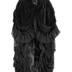Top Drawer Steel Boned Black Velvet Victorian Bustle Underbust Corset Dress