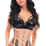 Top Drawer Nude Patent & Mesh Steel Boned Under Bust Corset - Power Play Studio, LLC