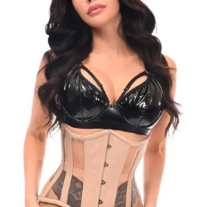Top Drawer Nude Patent & Mesh Steel Boned Under Bust Corset