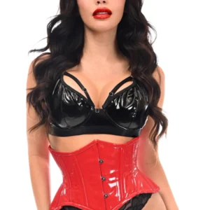 Top Drawer Red Patent Steel Boned Mini Cincher Under Bust Corset - Power Play Studio, LLC