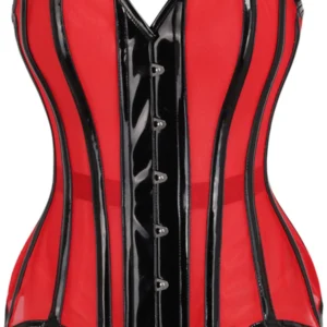 Top Drawer Red Mesh Net w/Patent Steel Boned Overbust Corset