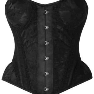 Top Drawer Black w/Black Lace Steel Boned Underwire Bustier Corset - Power Play Studio, LLC