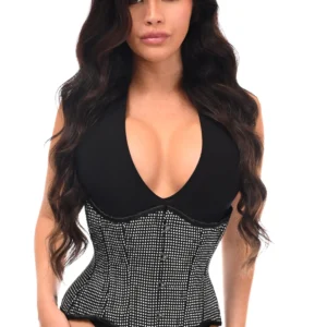 Top Drawer Rhinestone Double Steel Boned Underbust Waist Cincher Corset