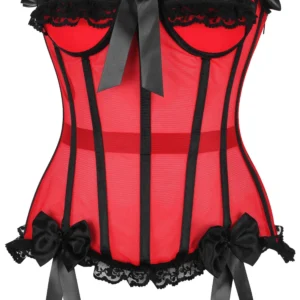 Top Drawer Steel Boned Black Mesh Underwire Bustier Corset - Power Play Studio, LLC