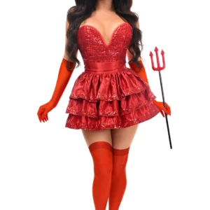 Top Drawer 5 PC Red Sequin Devil Corset Costume - Power Play Studio, LLC