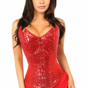 Top Drawer Sequin Pointed Top Steel Boned Corset - Power Play Studio, LLC