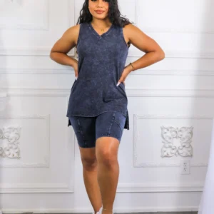 Not your Basic Biker Short Set - Blue