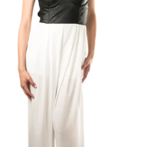 Sleek faux-leather top Jumpsuit Palazzo
