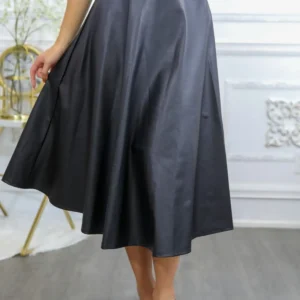 Never Enough Pleated Faux Leather Skirt