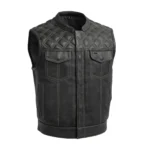Upside Perforated Men's Club Style Leather Vest - Power Play Studio, LLC