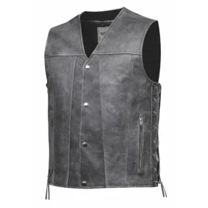 Men's Gray Leather Vest