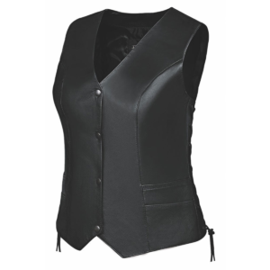 Ladies' Premium Leather Vest - Black