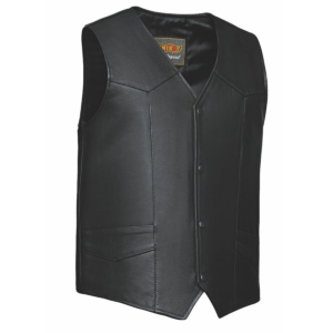 Men's Premium Leather Vest - BLK