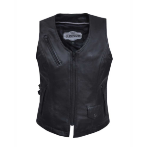 Ladies' Premium Leather Vest - Black
