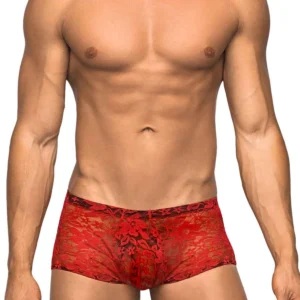 Mini Short Stretch Lace Large Red - Power Play Studio, LLC