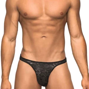 Bong Thong Stretch Lace Black Large/ Xl - Power Play Studio, LLC