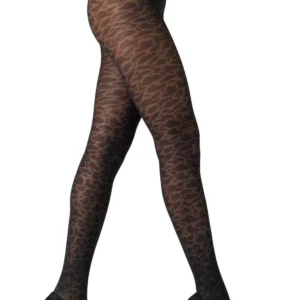 Openworked Eco-Friendly Tights With Unique Leopard Spot Print Made With Recycled Yarns To Help Minimize Waste & Reduce Pollution.