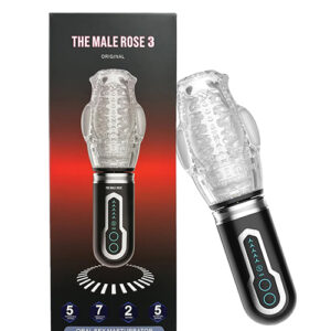 The Male Rose 3 Thrusting, Rotating & Vibrating Oral Sex Masturbator - Black - Power Play Studio, LLC
