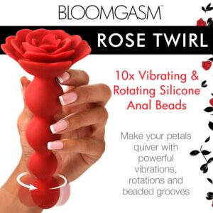 Bloomgasm Rose Twirl 10X Vibrating & Rotating Silicone Anal Beads - Power Play Studio, LLC