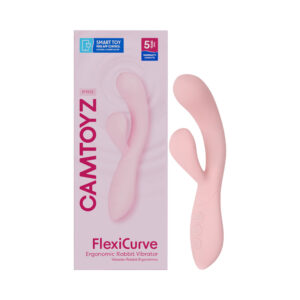 Camtoyz FlexiCurve app-controlled rabbit vibrator in pink, main view, Power Play Studio, LLC
