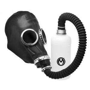 dark inhaler gas mask with bottle