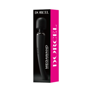 Dorcel Megawand Rechargeable Wand Massager in black, main view, Power Play Studio, LLC