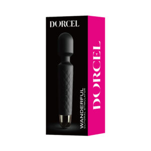 Dorcel Wanderful Rechargeable Wand Massager in black, main view, Power Play Studio, LLC