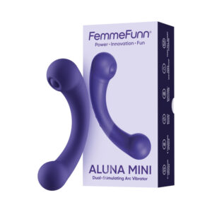 FemmeFunn Aluna Mini Double Ended Vibrator in dark Purple, main view, Power Play Studio, LLC
