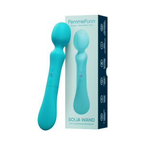 FemmeFunn Solia Double Ended Wand Vibrator in turquoise, main view, Power Play Studio, LLC