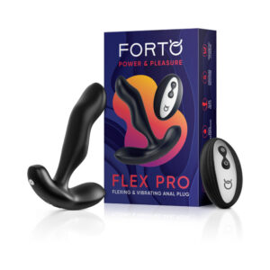 Forto Flex Pro flexing and vibrating anal plug in black, main view, Power Play Studio, LLC