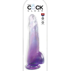 King Cock Clear 10 Inch with Balls Purple - Power Play Studio, LLC