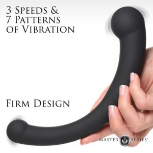 Master Series 10X Vibra-Crescent Vibrating Silicone Dual Ended Dildo Black - Power Play Studio, LLC