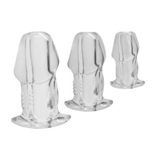 Master Series Dicked Clear Hollow Anal Plug 3-Piece Set - Power Play Studio, LLC