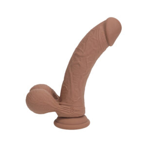 Realrock vibrating dual density dildo 6 inch in tan, main view, Power Play Studio, LLC
