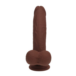 Realrock vibrating dual density dildo 7 inch in brown, main view, Power Play Studio, LLC